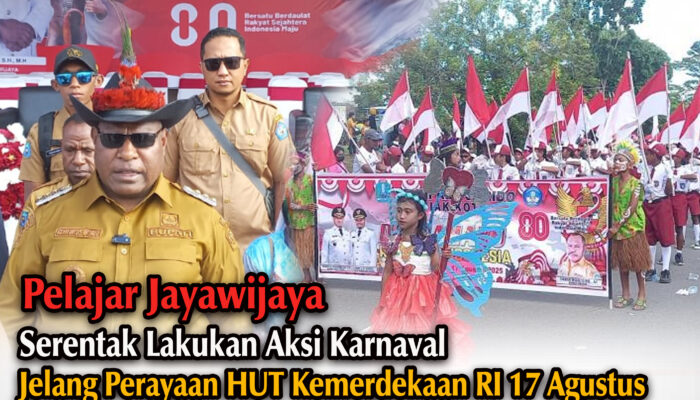 Pelajar Jayawijaya Serentak Lakukan Aksi Karnaval Jelang HUT RI ke-80