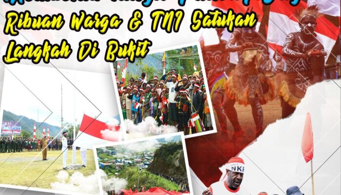 Merah Putih Membelah Langit Puncak Jaya: Ribuan Warga dan TNI Satukan Langkah di Bukit Zaitun